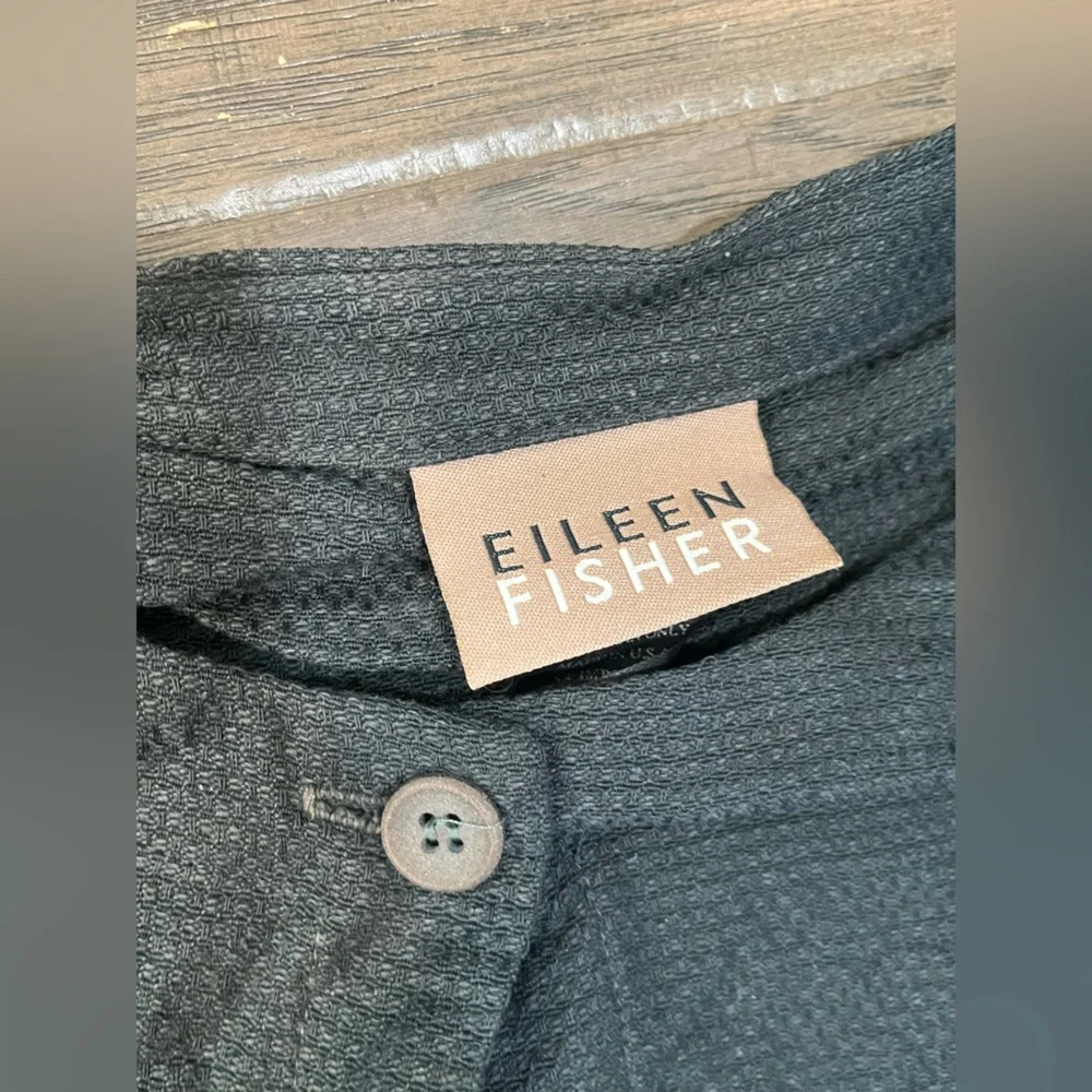 Eileen Fisher Black Textured Silk/Viscose Long Sleeve - Picture 3 of 6